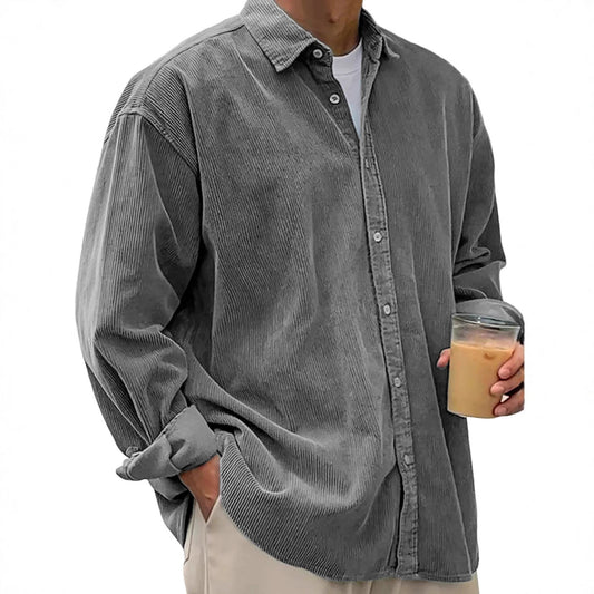 Men’s Corduroy Shirt Jacket – Loose Fit Casual Autumn Coat