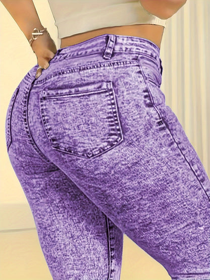 High Waist Snowflake Skinny Jeans – Stretch 9-Length Fit