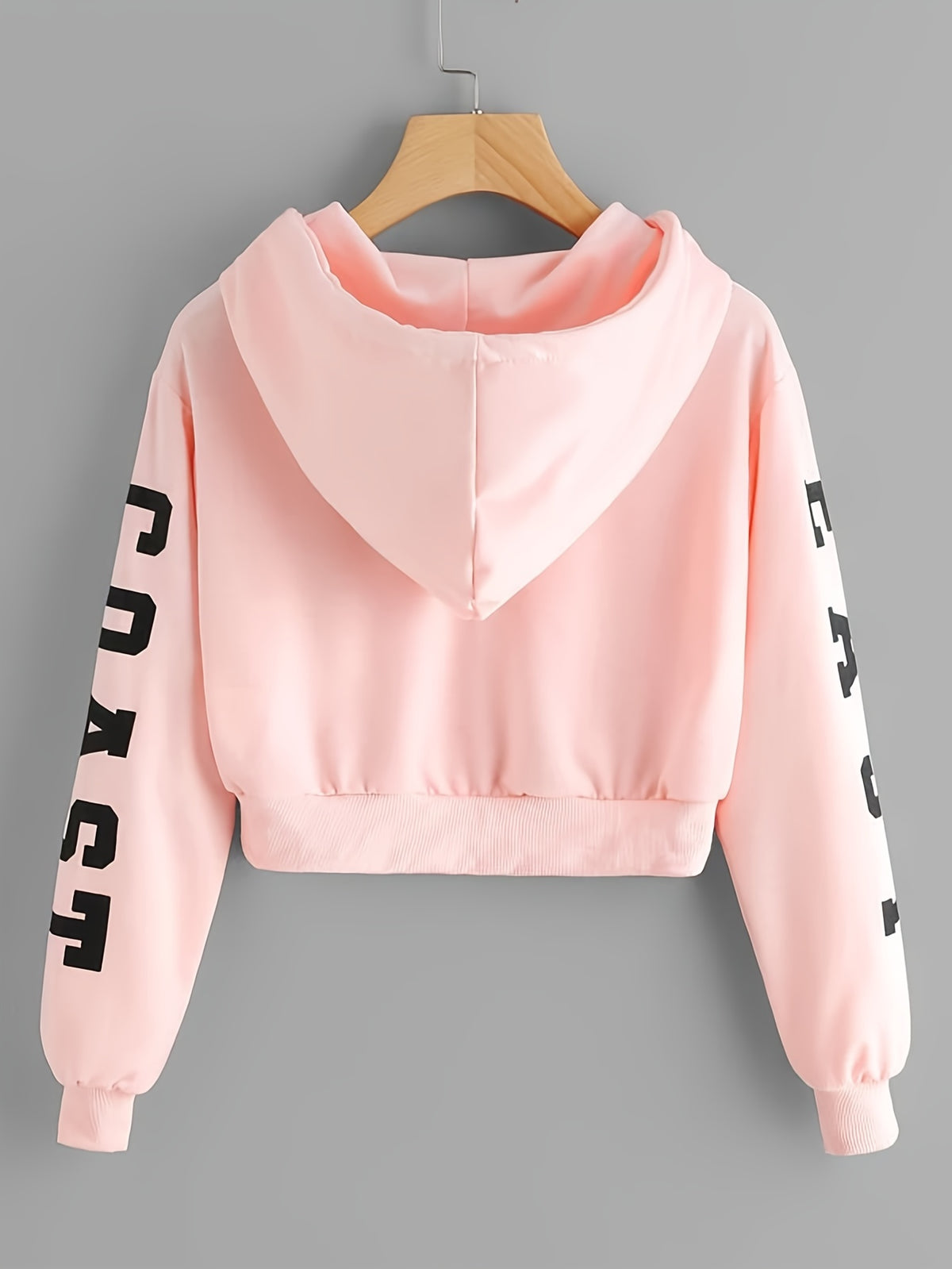 Sweat à capuche rose à lettres pour femme – Imprimé East/West Style décontracté