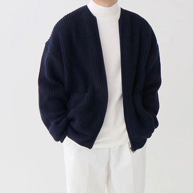 Cardigan Tricoté Zippé Homme Loom & Soul™ – Col cheminée doux avec poches pour un confort toutes saisons