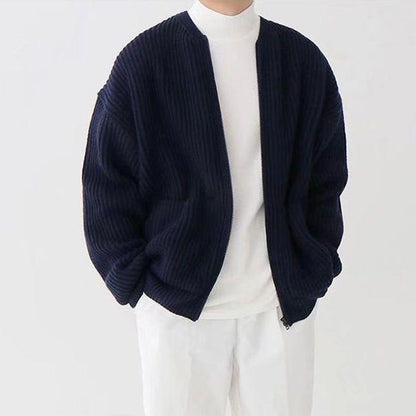 Cardigan Tricoté Zippé Homme Loom & Soul™ – Col cheminée doux avec poches pour un confort toutes saisons