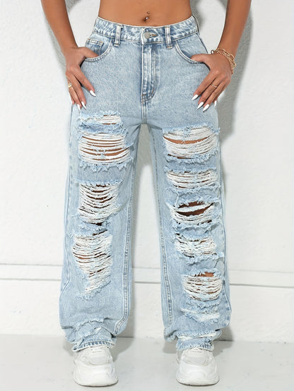 Jean Large Coupe Vintage Effet Délavé – Denim Urbain Bleu Lavé Classique