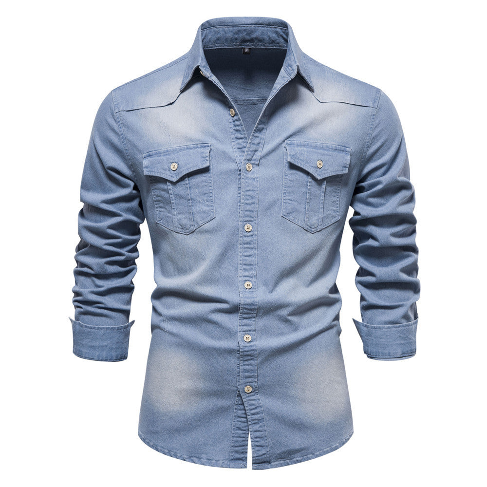 Chemise en jean Loom & Soul™ pour homme – Coupe ajustée, manches longues, boutonnée décontractée