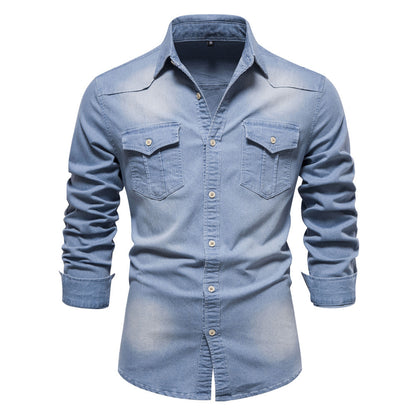 Chemise en jean Loom & Soul™ pour homme – Coupe ajustée, manches longues, boutonnée décontractée