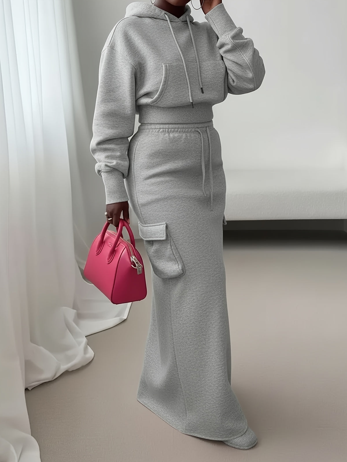 Ensemble 2 pièces à capuche – Style urbain utilitaire long