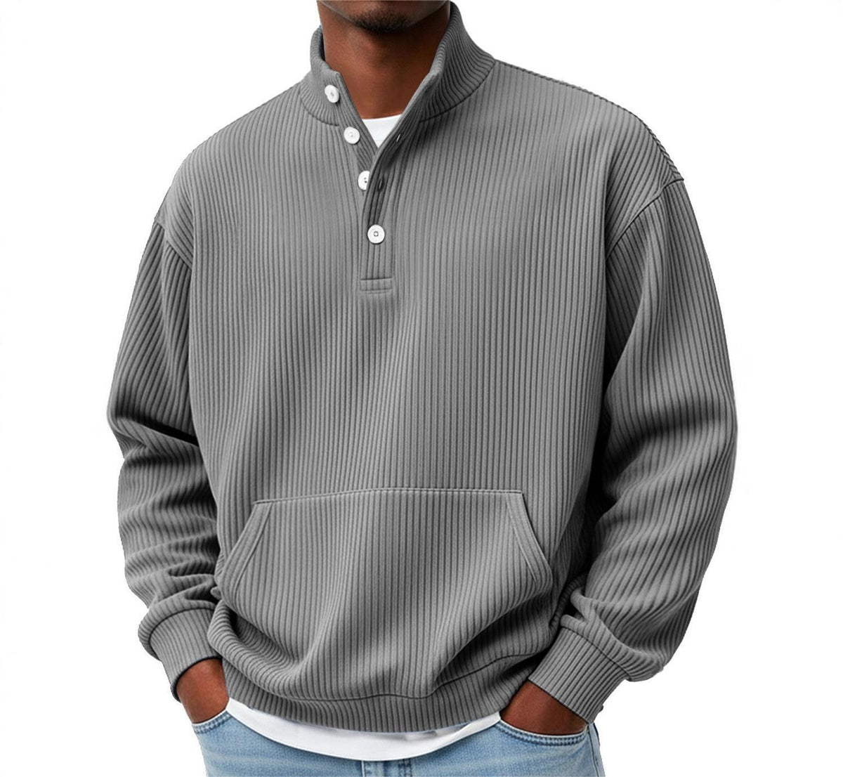 Men’s Solid Color Turtleneck Sweatshirt – Long Sleeve Casual Polo