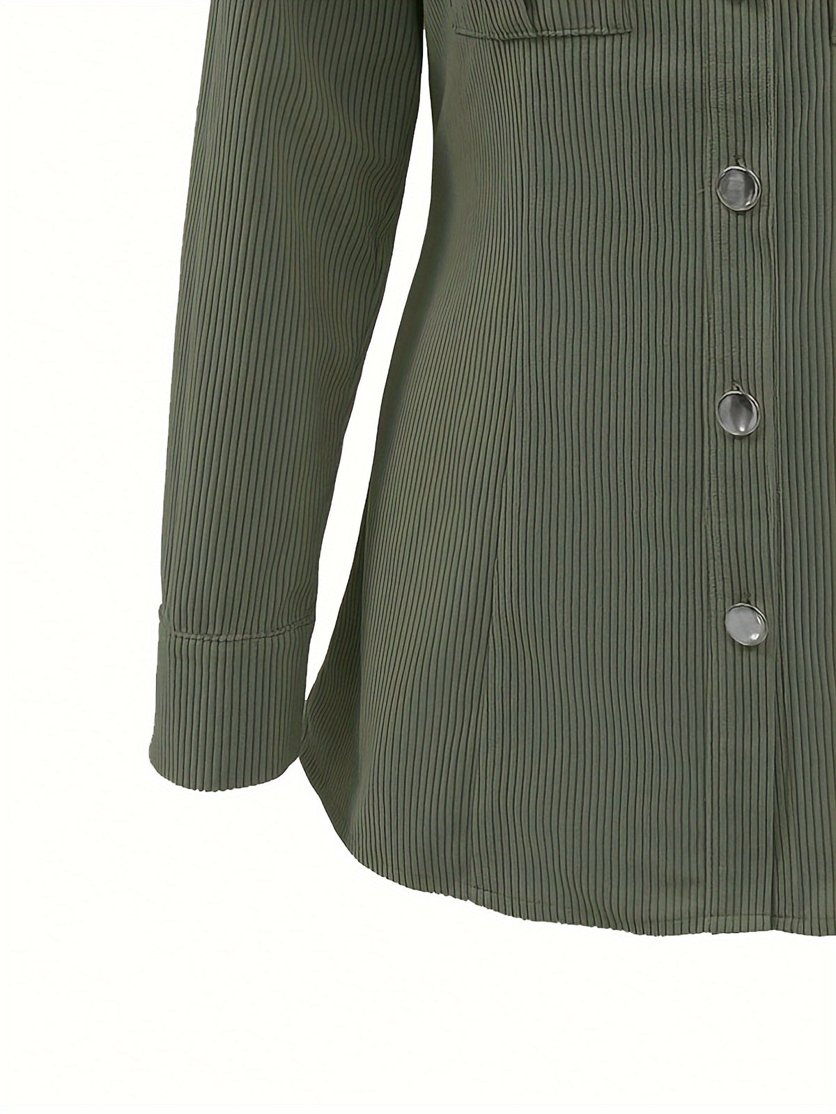 Veste en velours côtelé moutarde pour femme – Élégante, boutonnée, avec poches