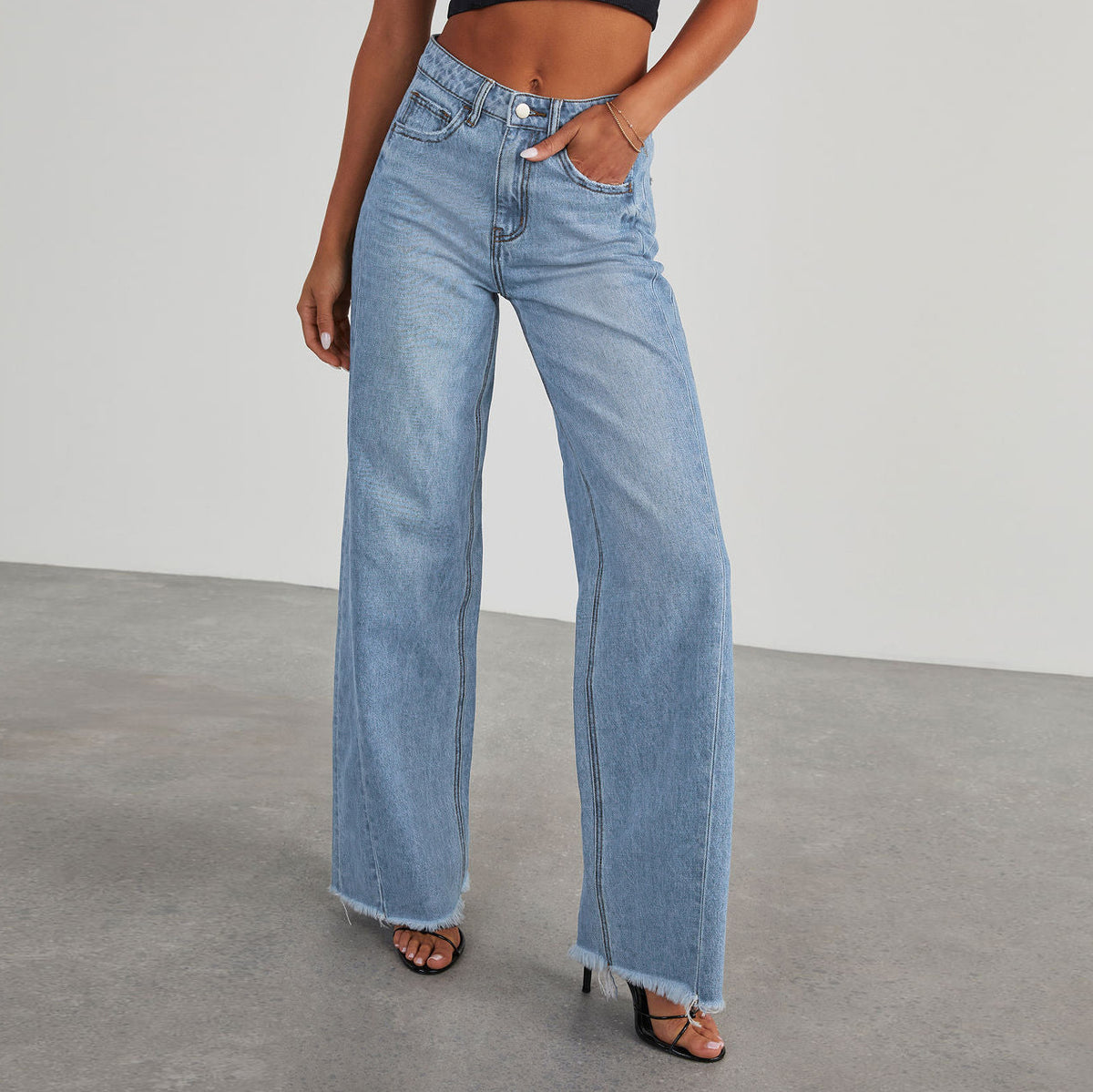 Loom & Soul™ Jeans Rectos de Cintura Alta – Pantalones Vaqueros de Mujer de Pierna Ancha de Corte Ajustado