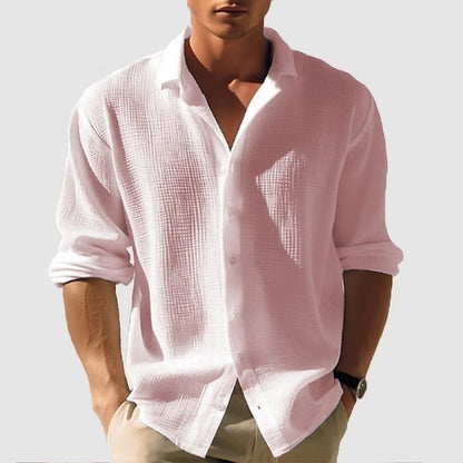 Chemise à manches longues et revers Loom & Soul™ pour homme – Haut décontracté uni boutonné pour l'automne et le printemps