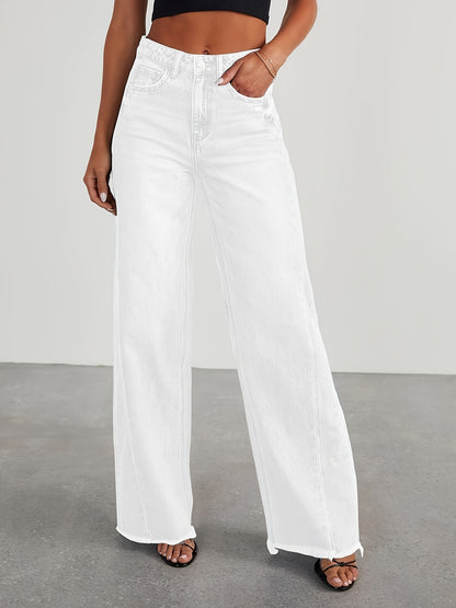Jean taille haute ample pour femme – Denim décontracté extensible