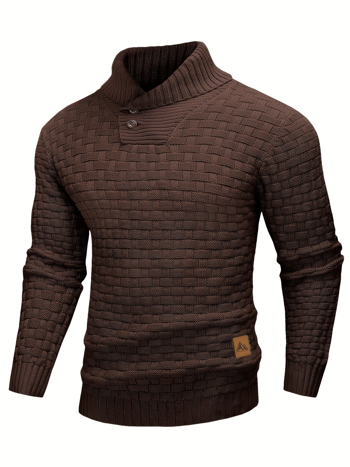 Pull en tricot gaufré pour homme – Grande élasticité avec col à revers