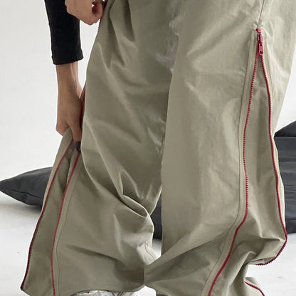 Loom & Soul Women’s All-Matching Loose Trousers – Cotton Low-Waist Wide-Leg Pants with Pocket Design (Khaki)