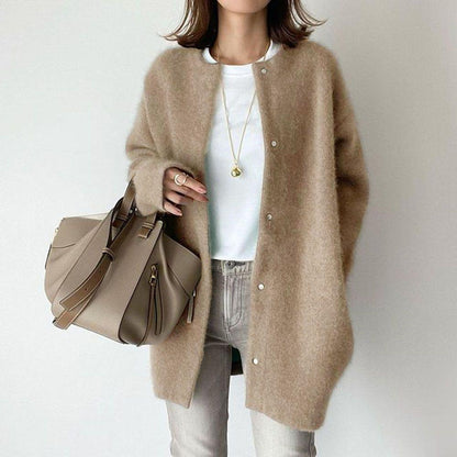 Loom & Soul™ Women’s Knitted Cardigan – Solid Color Slim Fit Single-Breasted Jacket