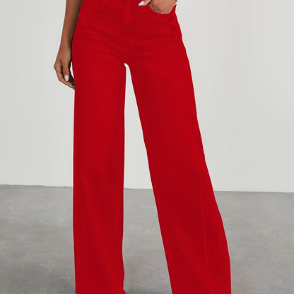 Jean taille haute ample pour femme – Denim décontracté extensible