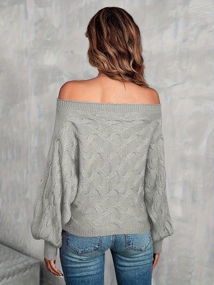 Chandail chauve-souris à épaules dénudées pour femme – Tricot ample toutes saisons