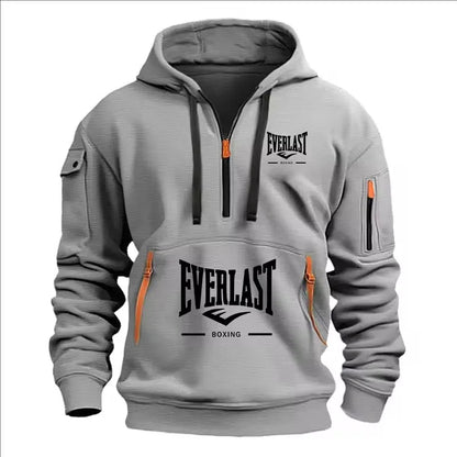 Sweat à capuche zippé en molleton imprimé pour homme – Décontracté, style streetwear, pour le printemps et l'automne