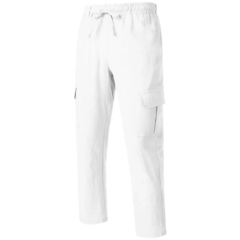 Pantalon cargo ample en coton et lin pour homme Loom & Soul – Pantalon de plage décontracté
