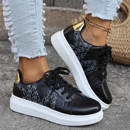 Zapatillas de plataforma para mujer Loom & Soul – Zapatos vulcanizados casuales de punta redonda