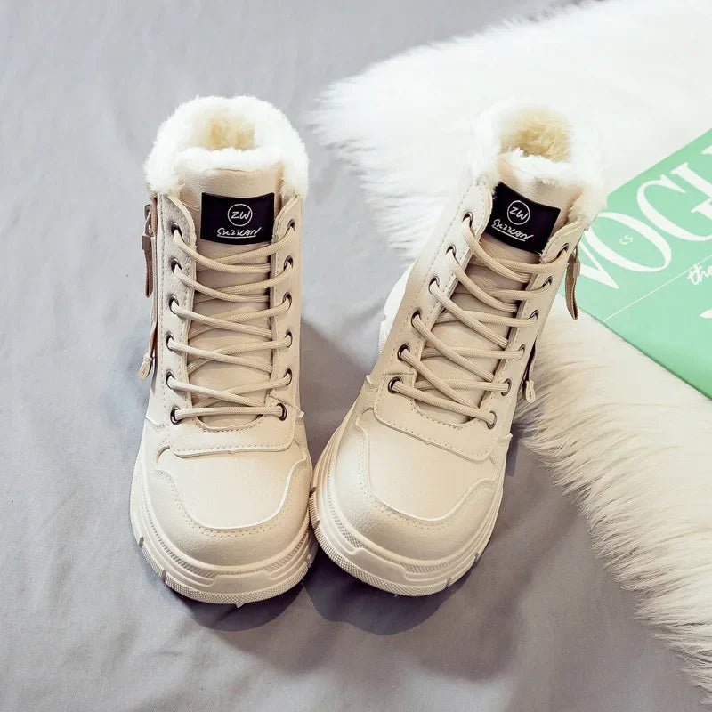 Loom & Soul Women’s Winter Snow Boots – Warm PU Mid-Calf Platform Boots