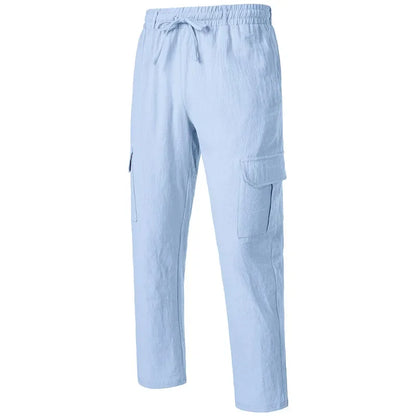 Pantalon cargo ample en coton et lin pour homme Loom & Soul – Pantalon de plage décontracté