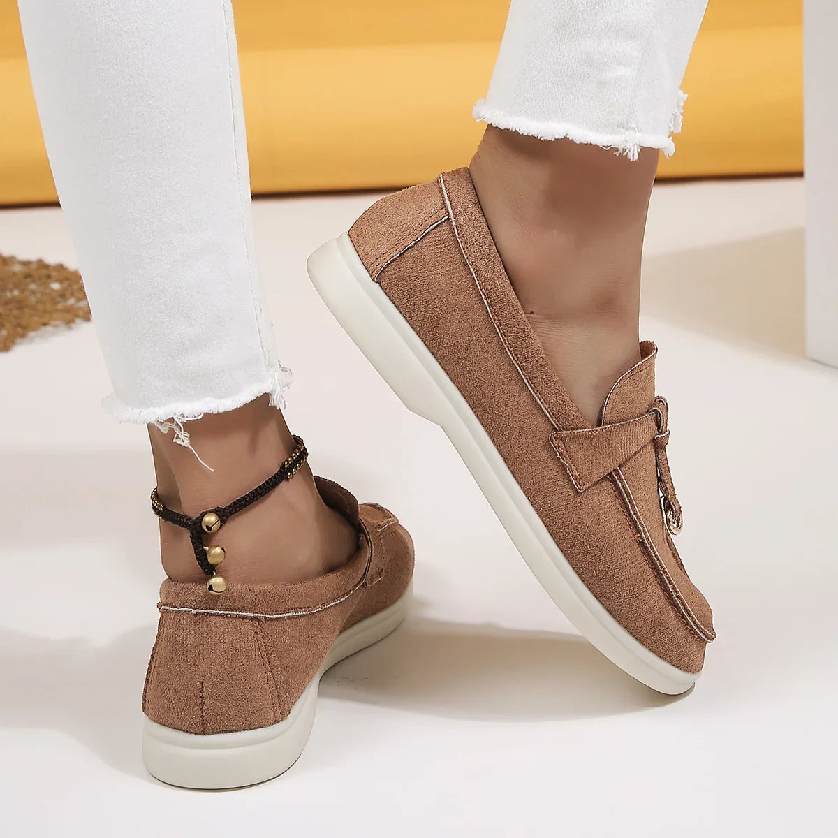 Mocassins en coton à enfiler pour femmes – Ballerines légères et décontractées pour le quotidien