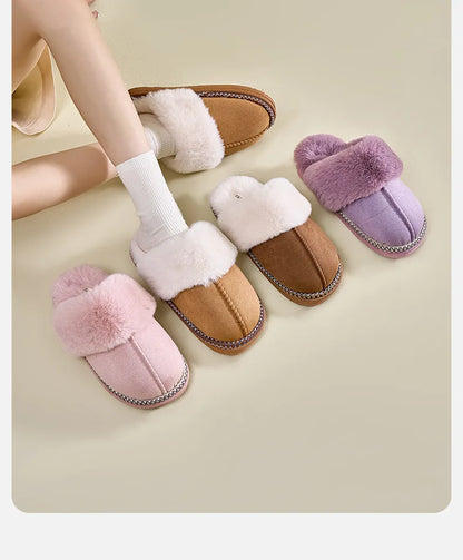 Chaussons d'hiver douillets Smile Popcorn™ – Claquettes d'intérieur chaudes en fausse fourrure pour femmes