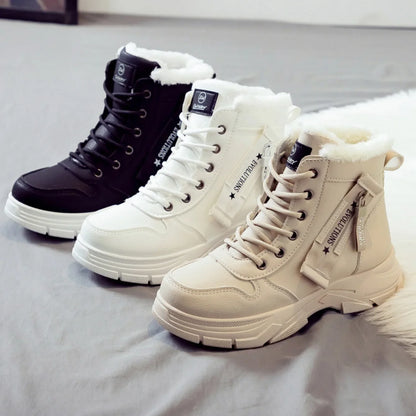 Loom & Soul Women’s Winter Snow Boots – Warm PU Mid-Calf Platform Boots