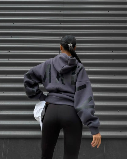 Sweat-shirt à capuche décontracté imprimé pour femme – Coupe ample automne-hiver