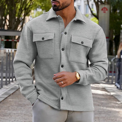 Loom & Soul Men’s Winter Fleece Lapel Jacket – Slim Fit Single-Breasted Coat