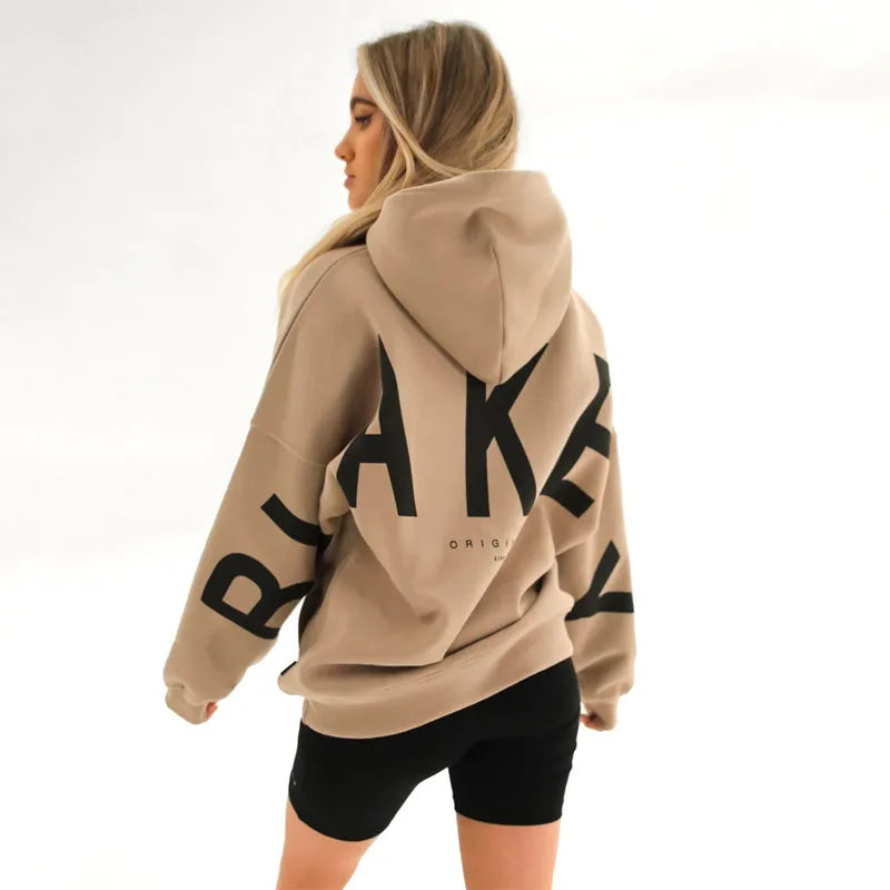 Sweat-shirt à capuche décontracté imprimé pour femme – Coupe ample automne-hiver
