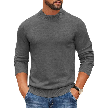 Men’s Mock Neck Ribbed Pullover – Thick Knit Casual Sweater Autumn 2025