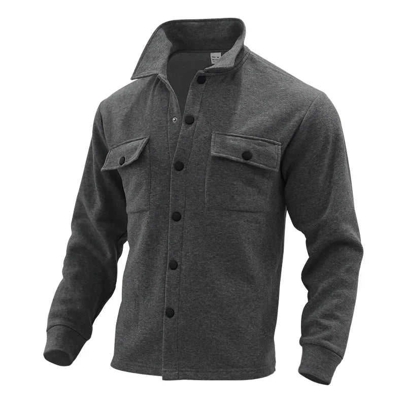 Loom & Soul Men’s Winter Fleece Lapel Jacket – Slim Fit Single-Breasted Coat