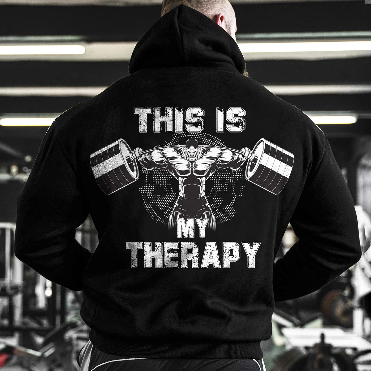 Sweat-shirt à capuche pour homme « C'est ma thérapie » – Sweat d'automne et d'hiver pour le fitness