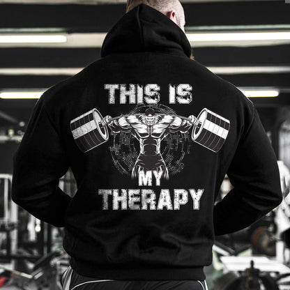 Sweat-shirt à capuche pour homme « C'est ma thérapie » – Sweat d'automne et d'hiver pour le fitness