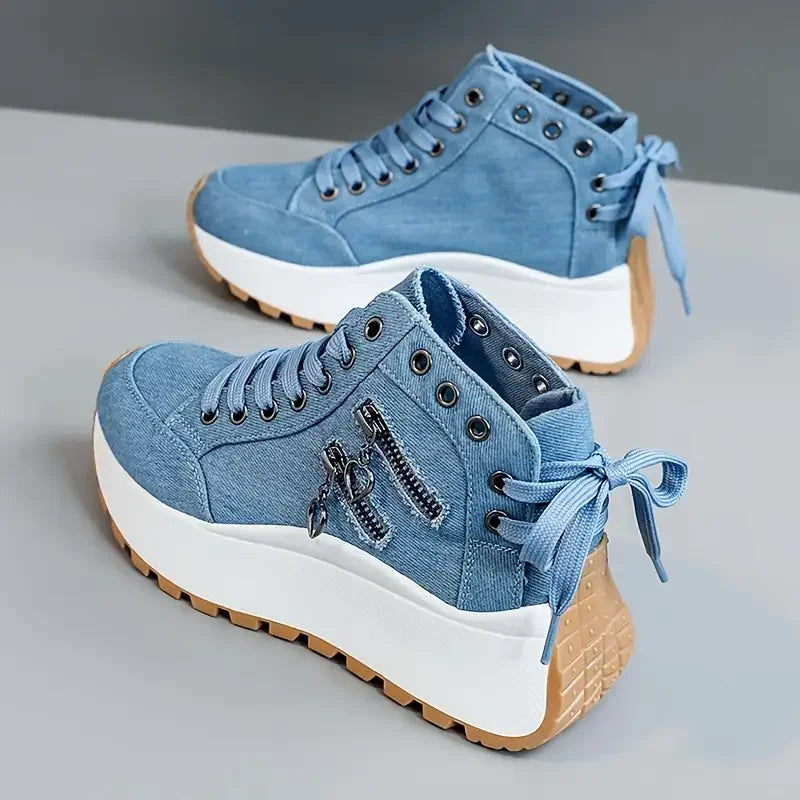 Chaussures décontractées à enfiler pour femme – Baskets confortables légères en PU
