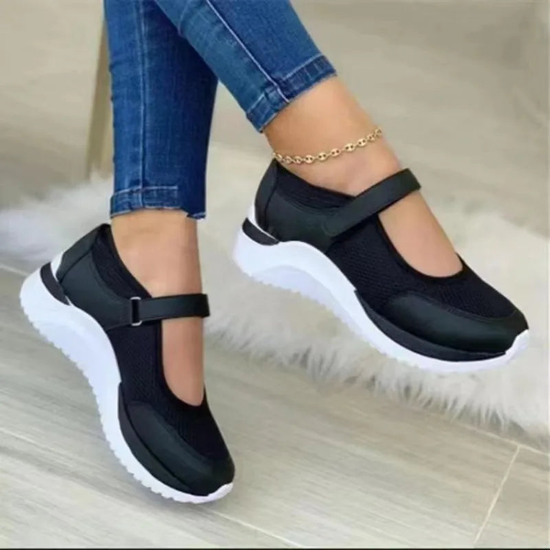 CHUJIE™ Women’s Breathable Walking Sandals – Hook & Loop Air Mesh Comfort Shoes