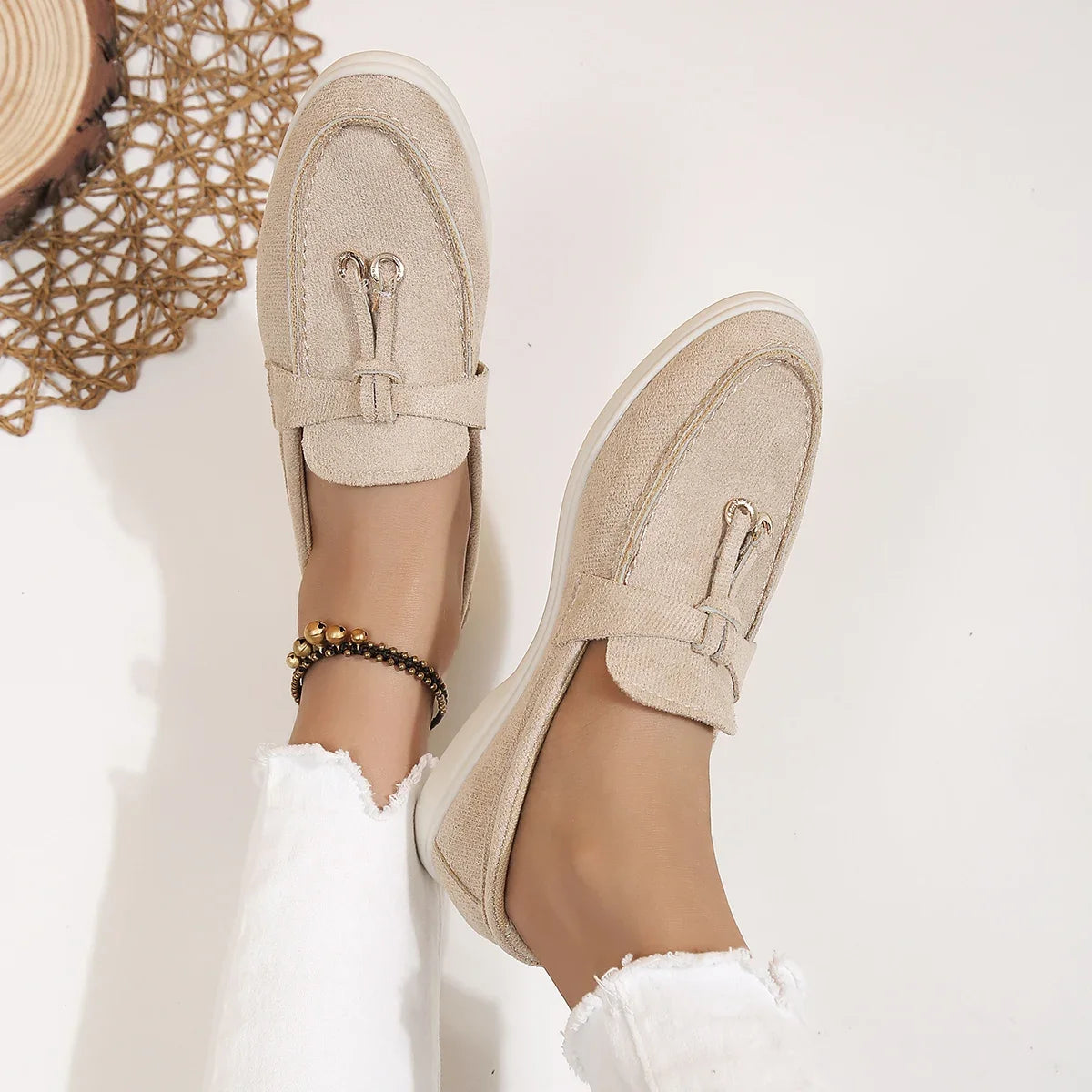 Mocassins en coton à enfiler pour femmes – Ballerines légères et décontractées pour le quotidien
