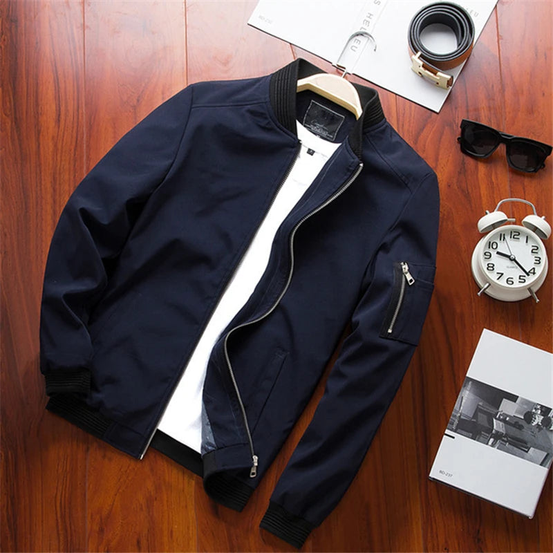 Loom & Soul Men’s Slim Fit Bomber Jacket – Lightweight Windbreaker Baseball Coat