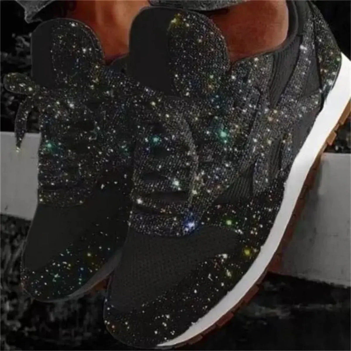 Lunara™ 2024 Bling Mesh Platform Sneakers – Lightweight Casual Lace-Up Shoes for Women