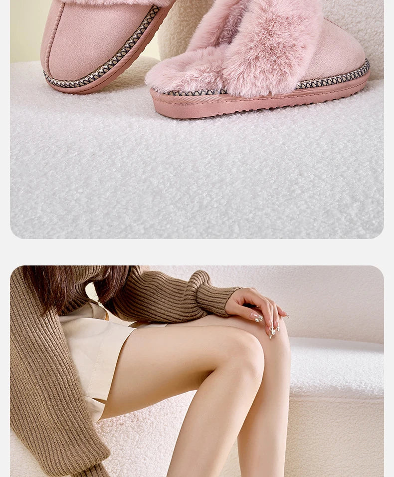 Chaussons d'hiver douillets Smile Popcorn™ – Claquettes d'intérieur chaudes en fausse fourrure pour femmes