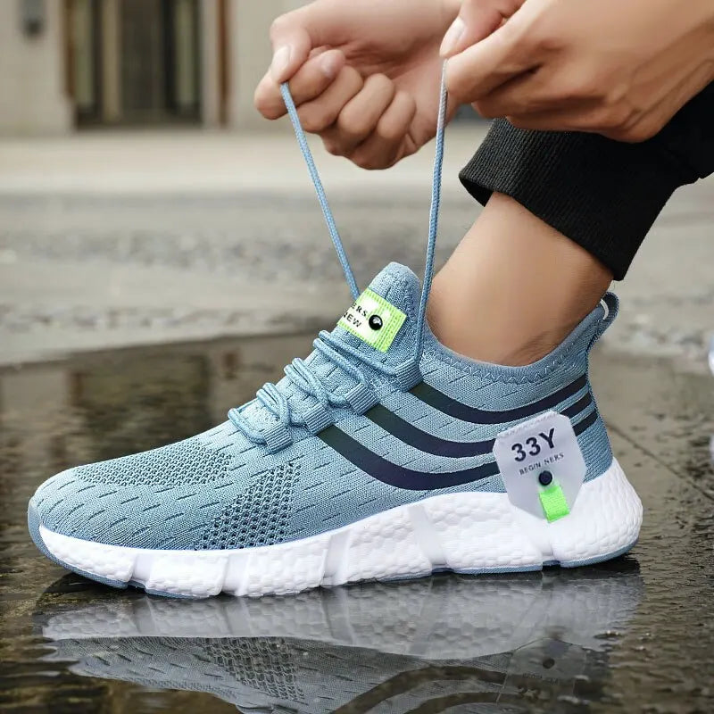 Men’s Lace-Up Mesh Sneakers – Lightweight Breathable Casual Walking Shoes