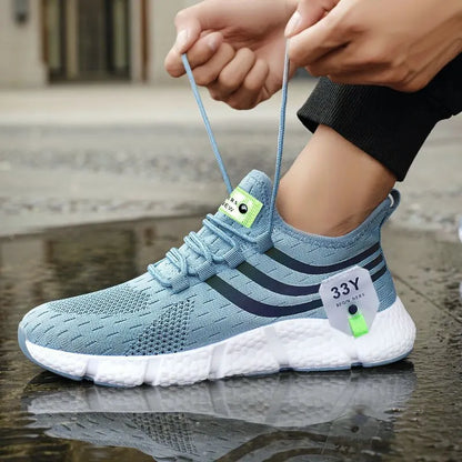 Men’s Lace-Up Mesh Sneakers – Lightweight Breathable Casual Walking Shoes