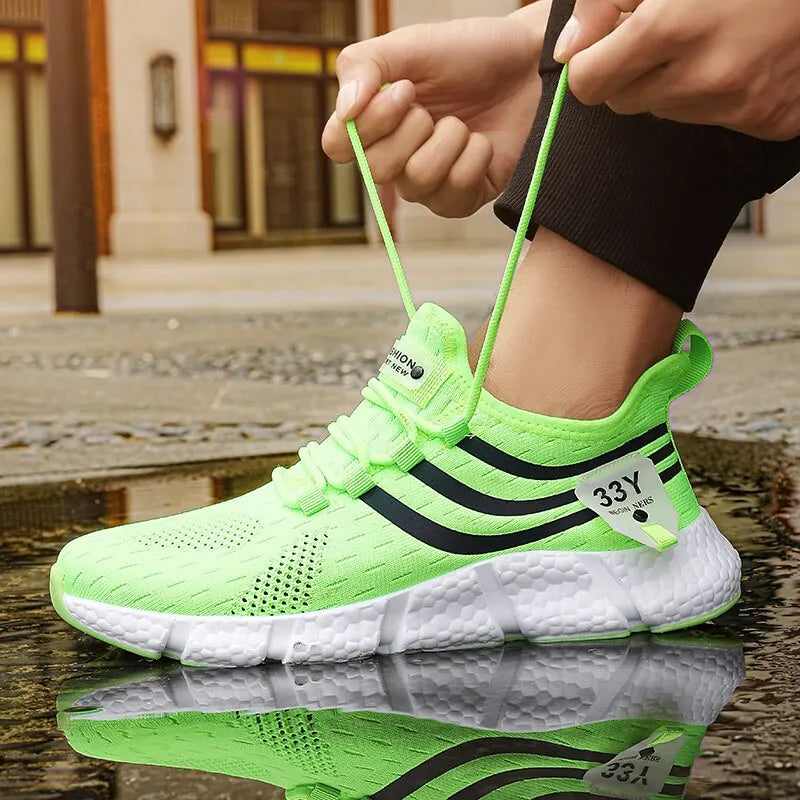Men’s Lace-Up Mesh Sneakers – Lightweight Breathable Casual Walking Shoes