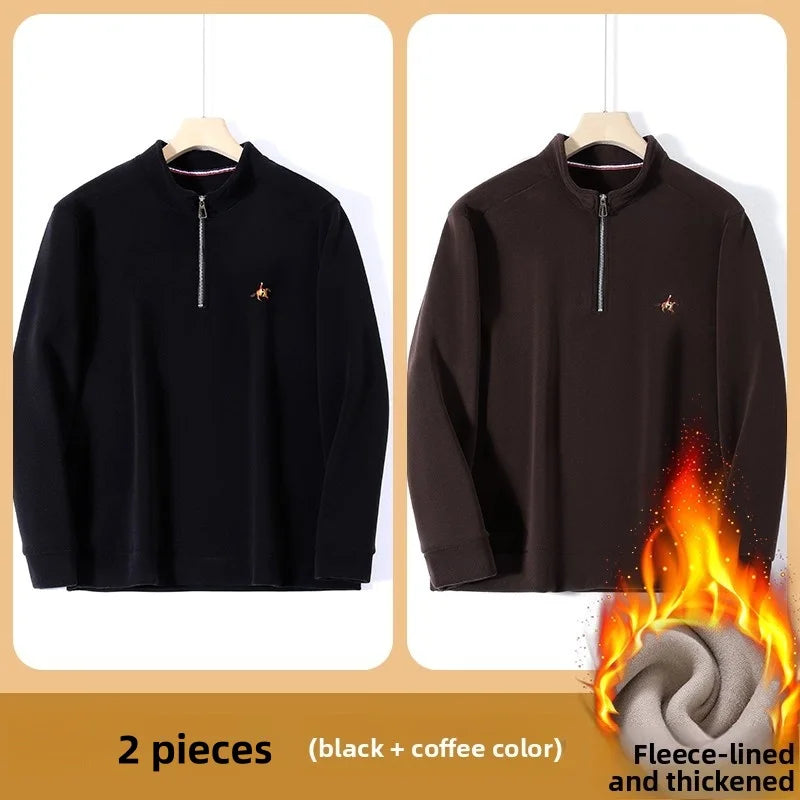 Pull zippé à col montant pour homme – Sweat-shirt en polaire décontracté automne 2025