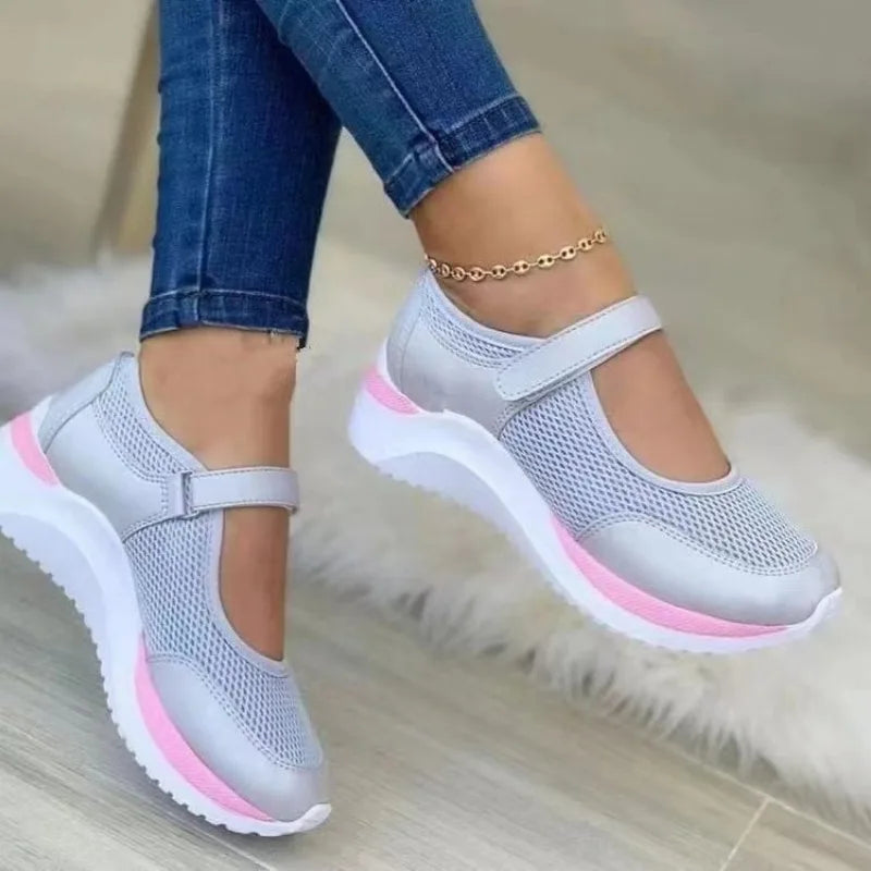 CHUJIE™ Women’s Breathable Walking Sandals – Hook & Loop Air Mesh Comfort Shoes