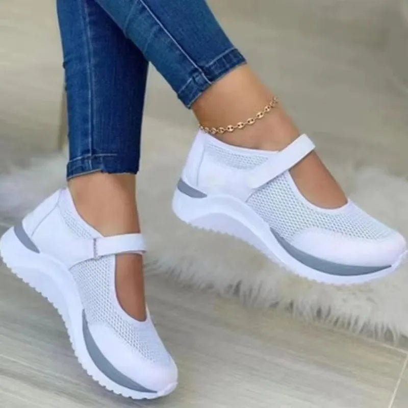 CHUJIE™ Women’s Breathable Walking Sandals – Hook & Loop Air Mesh Comfort Shoes