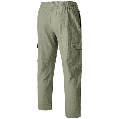 Pantalon cargo ample en coton et lin pour homme Loom & Soul – Pantalon de plage décontracté