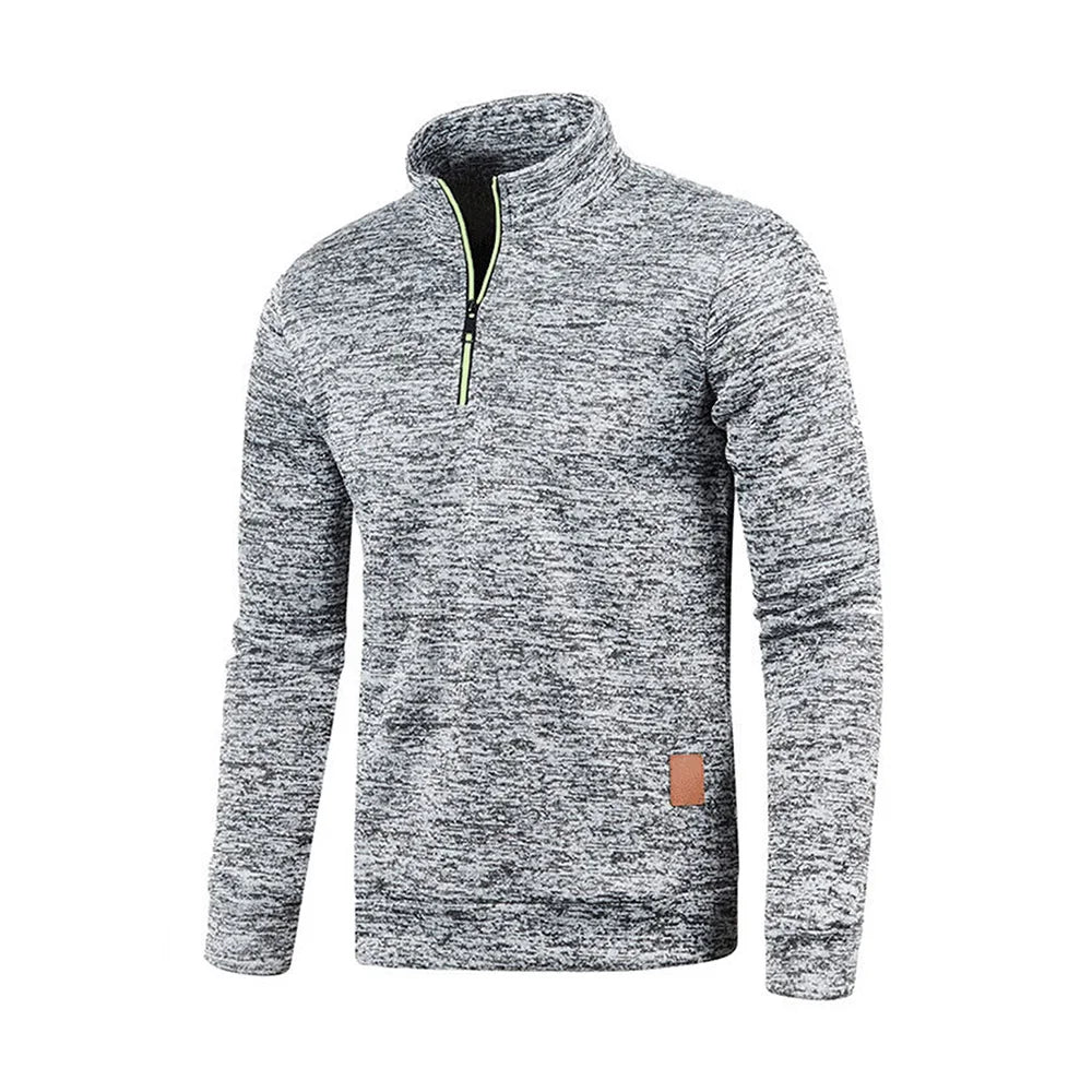 WHWR Men’s Long Turtleneck Zip Pullover Hoodie – Casual Spring & Autumn Sweatshirt