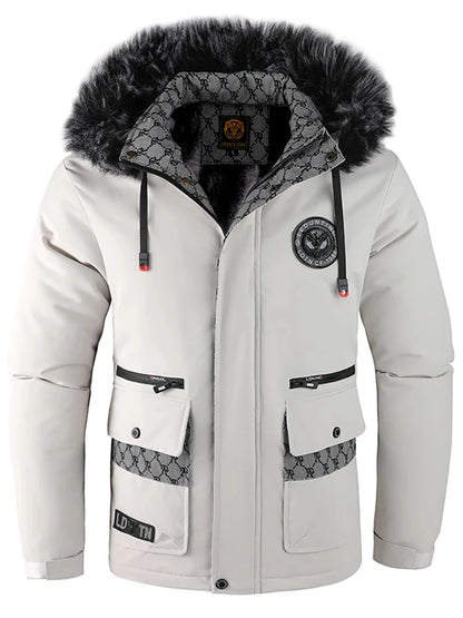 Loom & Soul Men’s Hooded Cotton Jacket – Warm Windproof Winter Padded Coat