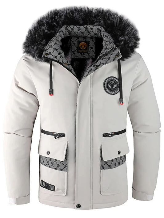 Loom & Soul Men’s Hooded Cotton Jacket – Warm Windproof Winter Padded Coat